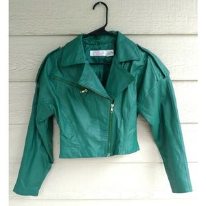🍀 Vintage 80s Green Avon Leather Jacket 🍀